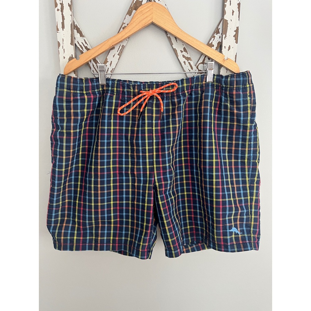 Tommy Bahama Swim Trunks Multicolored Checks‎ Mesh Lined Beach Summer Men's XL